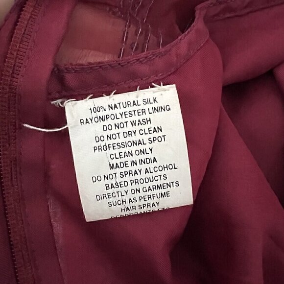 Vintage 90s Jennifer by KVM Party Dress Size M Cranberry Sequin Embroidered Silk - Picture 3 of 16